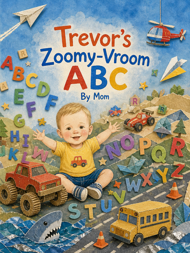 Cover of Trevor's Zoomy-Vroom ABC, a custom Sundayfawn book made for trevor, age 2.