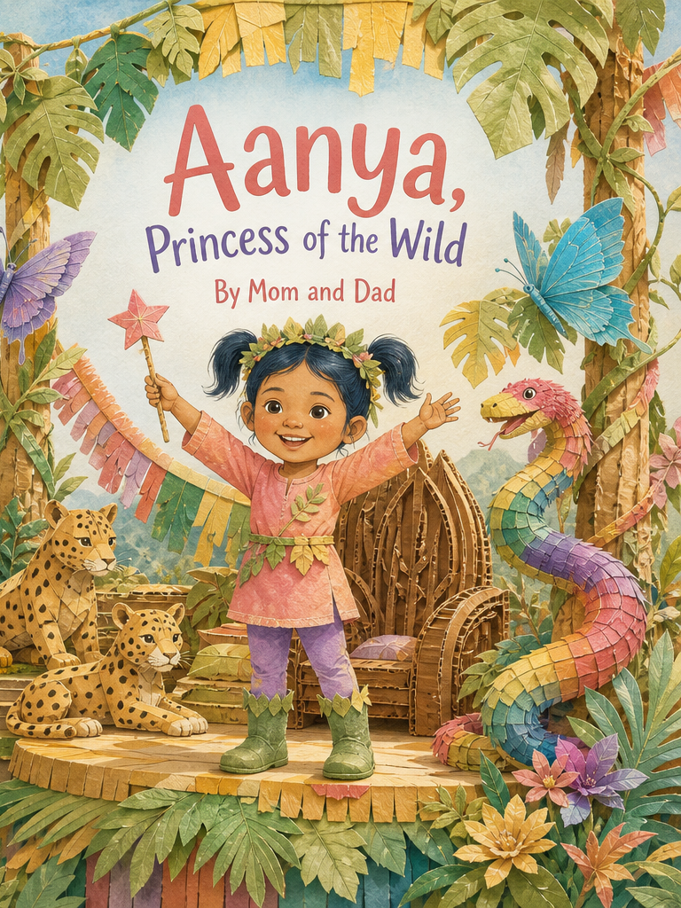 Cover of Aanya, Princess of the Wild, a custom Sundayfawn book made for aanya, age 4.