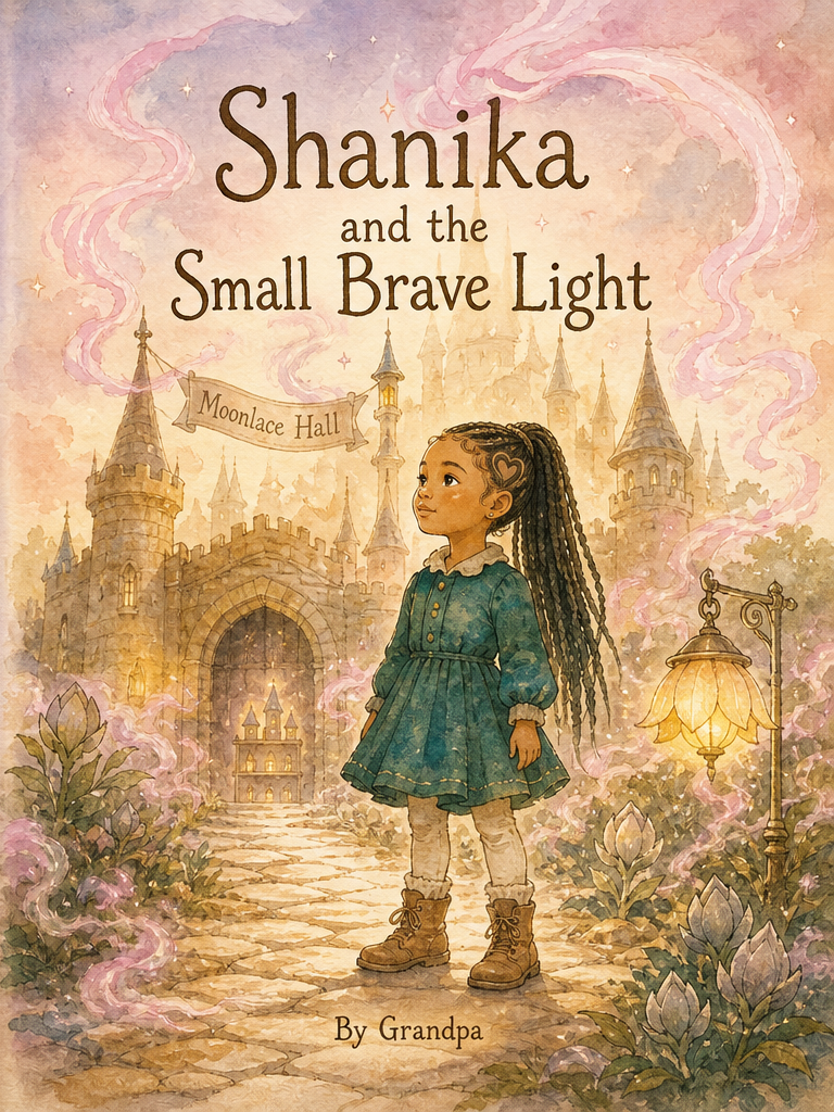 Cover of Shanika and the Small Brave Light, a custom Sundayfawn book made for shanika, age 6.