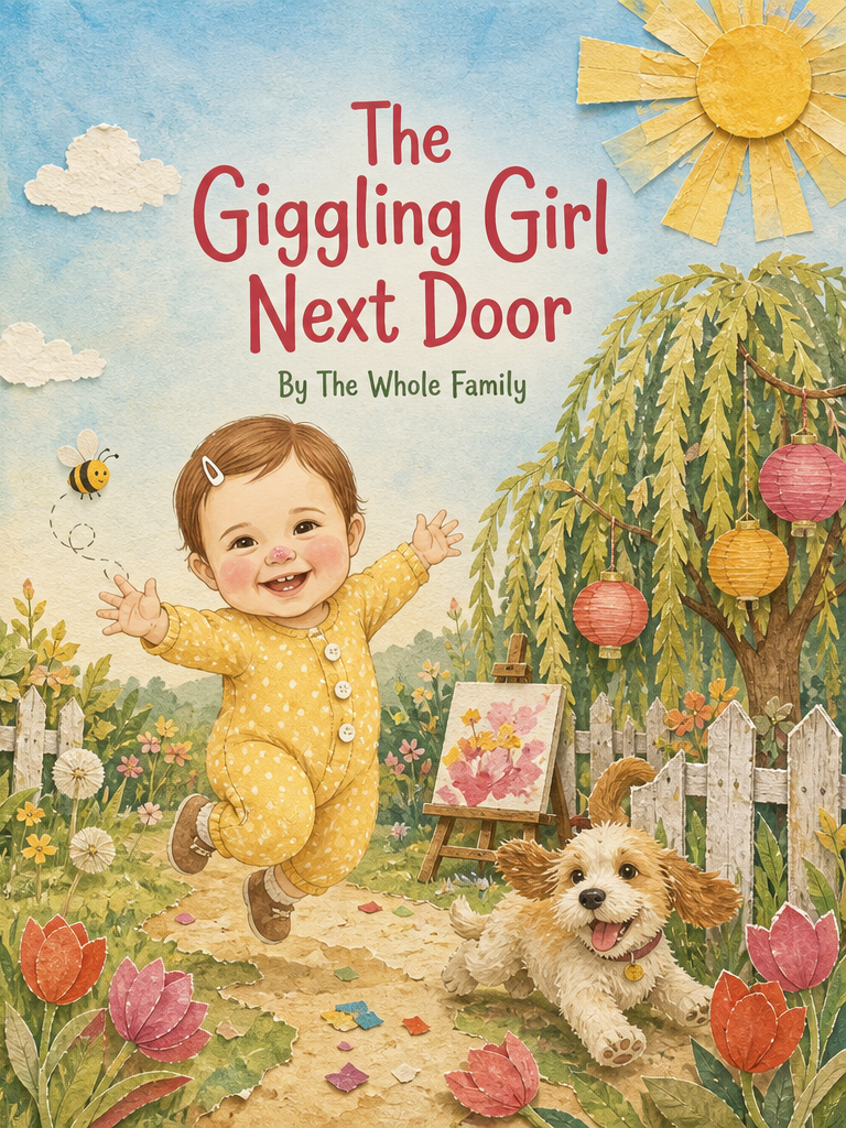 Cover of The Giggling Girl Next Door, a custom Sundayfawn book made for kristen, age 1.