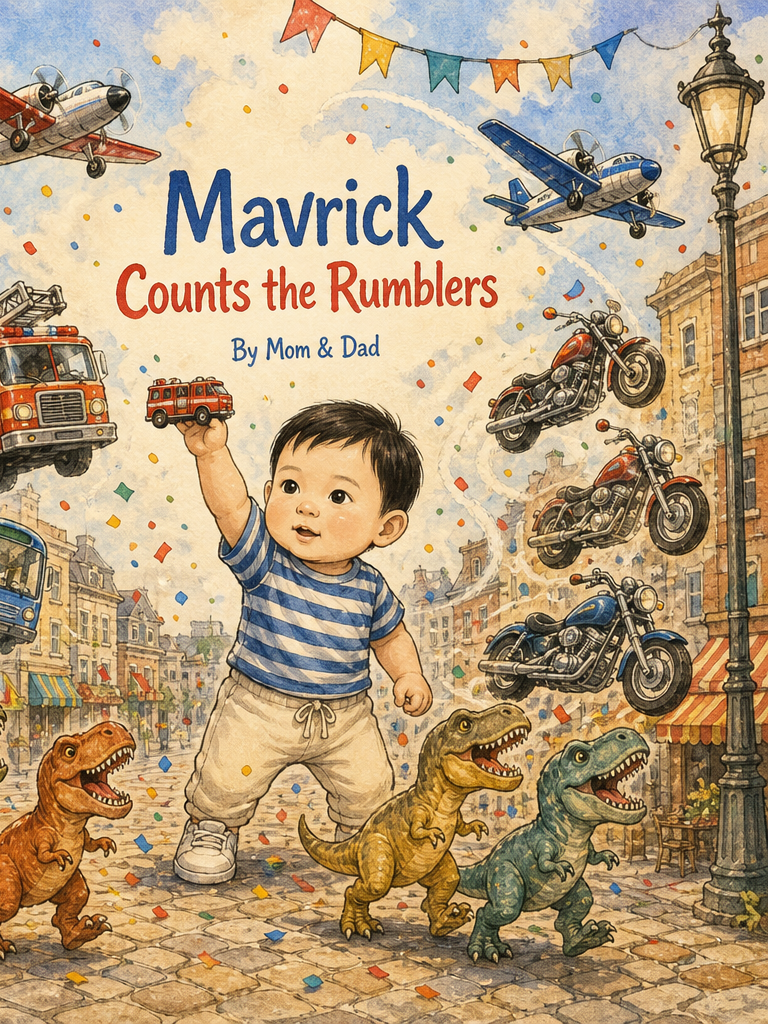 Cover of Mavrick Counts the Rumblers, a custom Sundayfawn book made for mavrick, age 2.