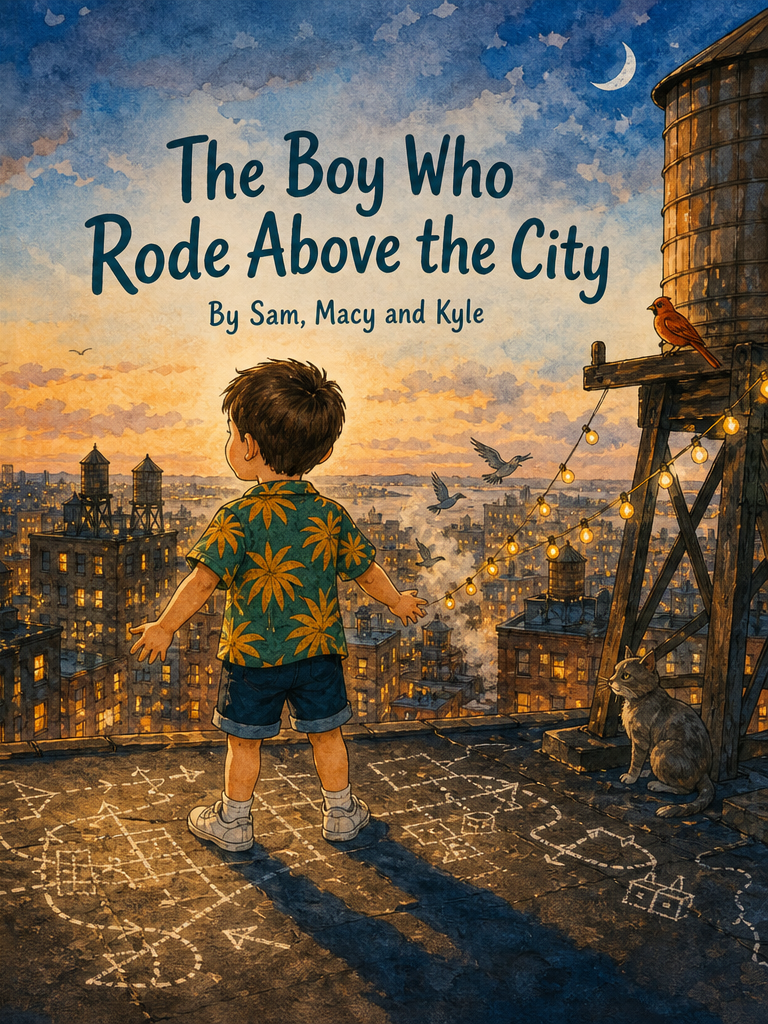 Cover of The Boy Who Rode Above the City, a custom Sundayfawn book made for brandon, age 4.