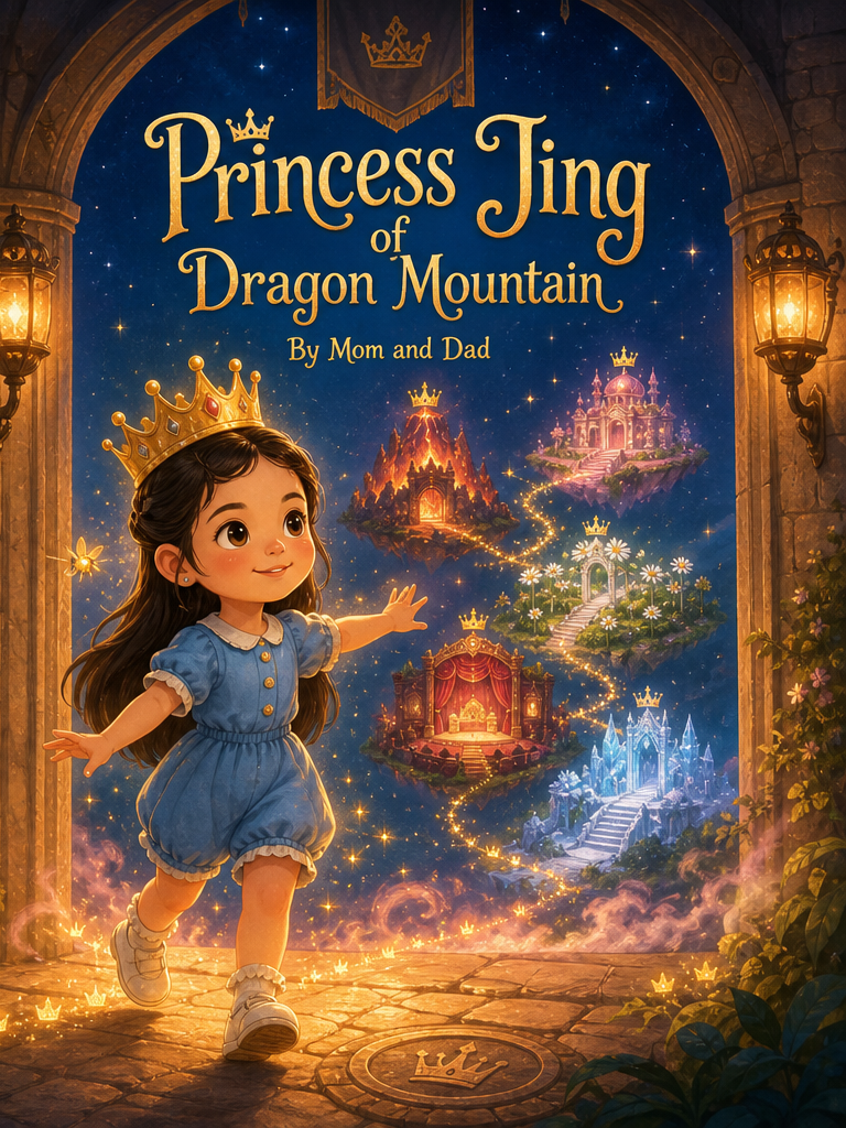 Cover of Princess Jing of Dragon Mountain, a custom Sundayfawn book made for jing, age 3.