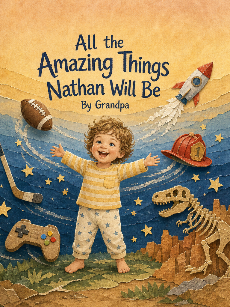 Cover of All the Amazing Things Nathan Will Be, a custom Sundayfawn book made for nathan, age 3.
